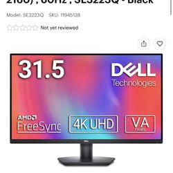 Dell 32 Inches 4k Monitor UHD 3840 x 2160, 60Hz SE4223Q Black