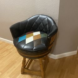 Brothers Furniture Mid-Century Modern Whiskey Barrel Bar Stool