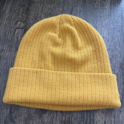 Mustard Colored Knit Beanie Hat