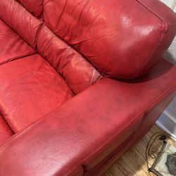 Red Leather Couch. 7’