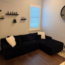 L Shape Black Couch NEW