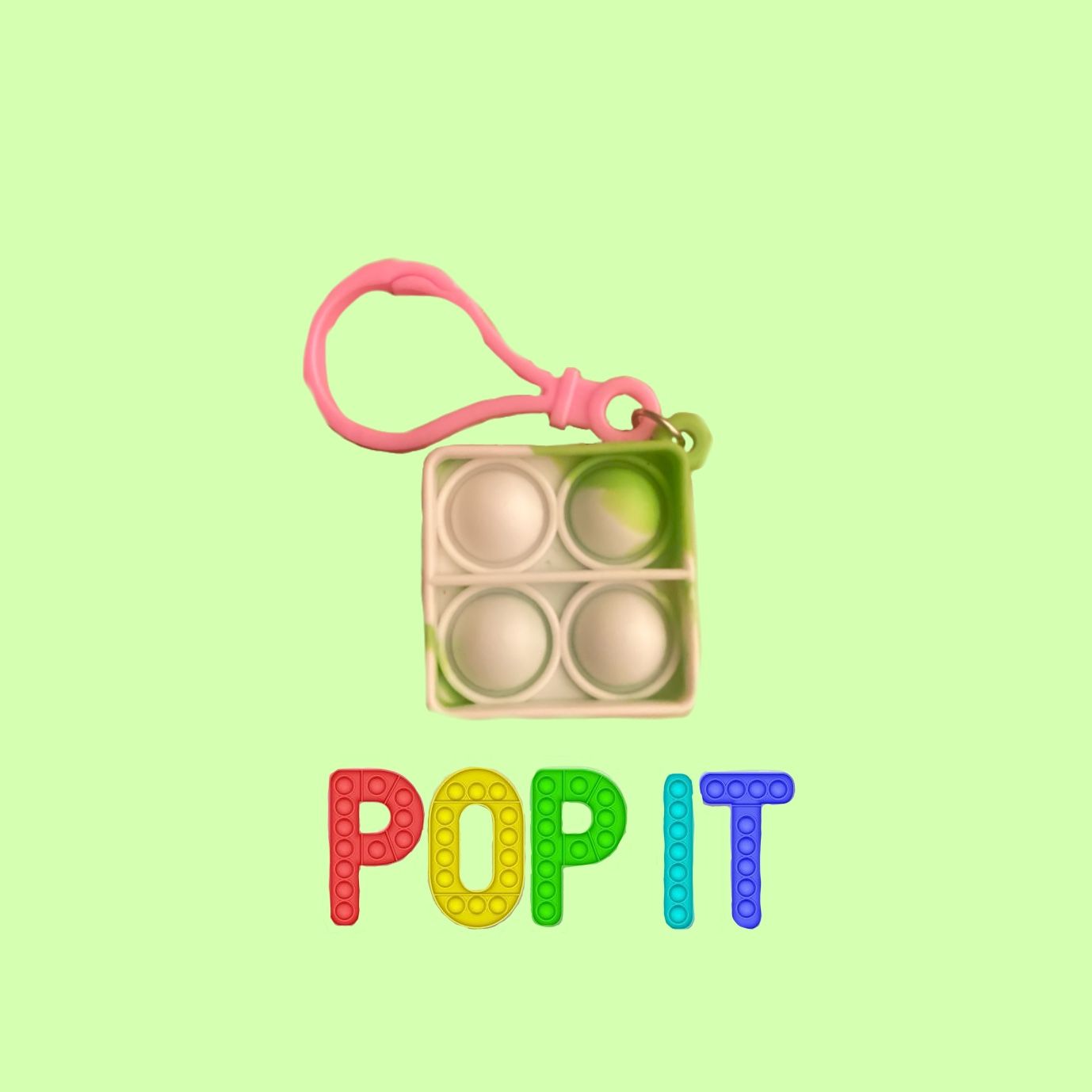 Mini Tie dye Green And White Pop It With Pink Keychain 