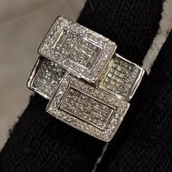 14K White Gold Diamond Pave Ring size 8