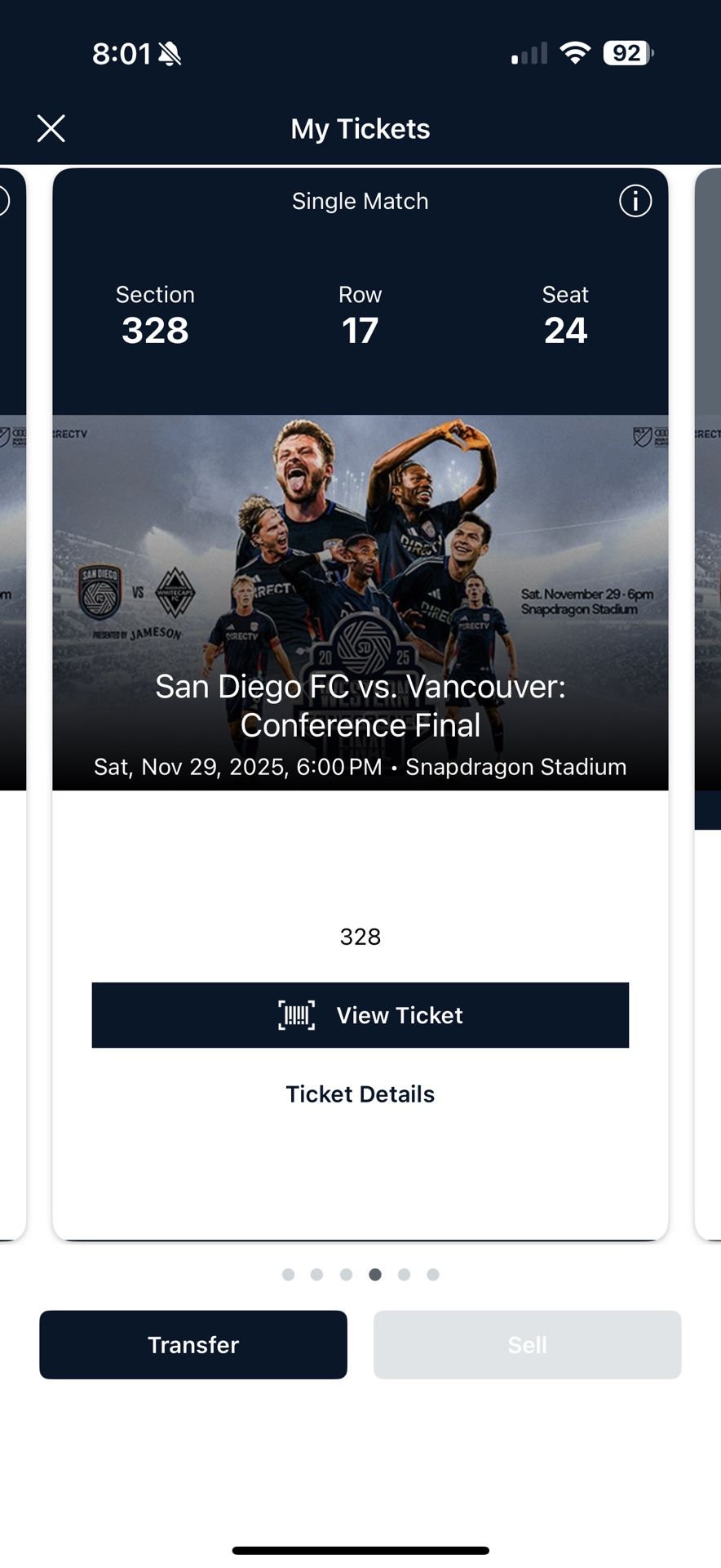 2 x Tickets to San Diego FC vs Vancouver: Conference Final