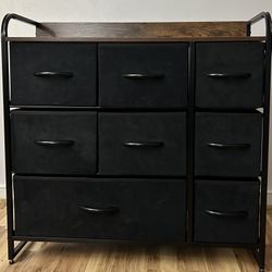 8 Eight Drawer Dresser, Black Fabric with Wood Top