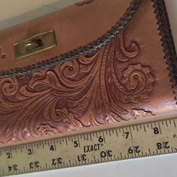 Hand Tooled Wallet Clutch Purse Old Rare Vintage 1980s TOP QUALITY.