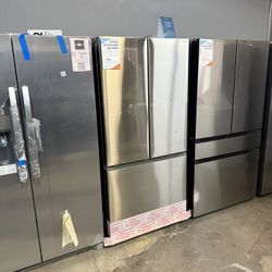 Samsung - 33” Wide 3-Door French Door Refrigerator With Beverage Center In Stainless Steel 