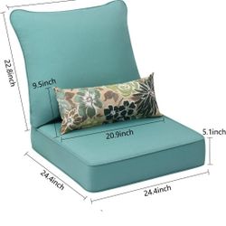 Patio Aoodor Cushions 24.5x24.5 Back Seat And Seat Cushions