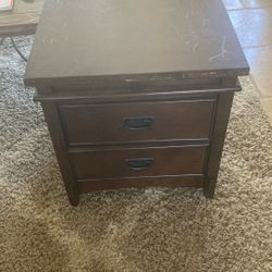 2 Drawer Wooden Nightstand 