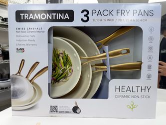 Tramontina three pack fry pans Healthy nontoxic, ceramic interior,