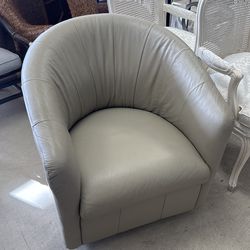 Beige leather swivel chair