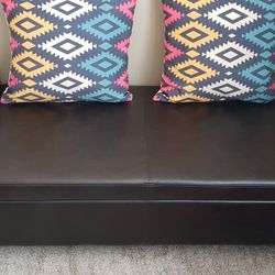 Leather Storage Bench (Wall To Wall 48" Storage 37". Height 20" .19"deep