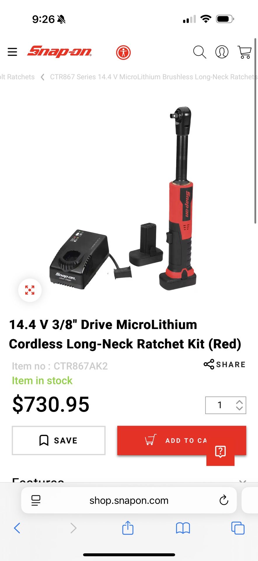 Snapon Extended Ratchet