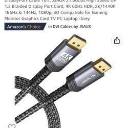 DisplayPort To DisplayPort 10’ Braided Cable
