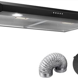 30 Inch Ultra Slim Under Cabinet Range Hood, 300 CFM Ducted/Ductless Kitchen Vent Hood, Plug-In Exhaust Fan with 3-Speed, LED Lights, Charcoal Filter,