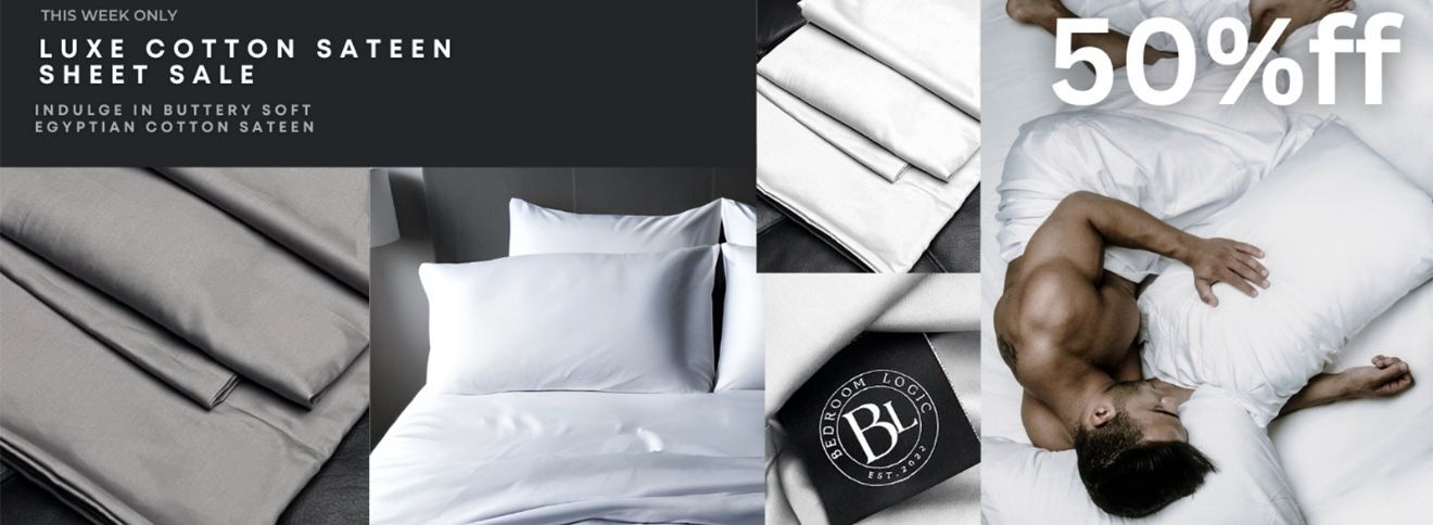 Bedroom Logic Cotton Sateen Sheet Sets . Entire Lot . 64 Units