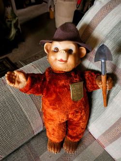 Rare 1940s-50 Smokey the Bear plush with shovel and hat!