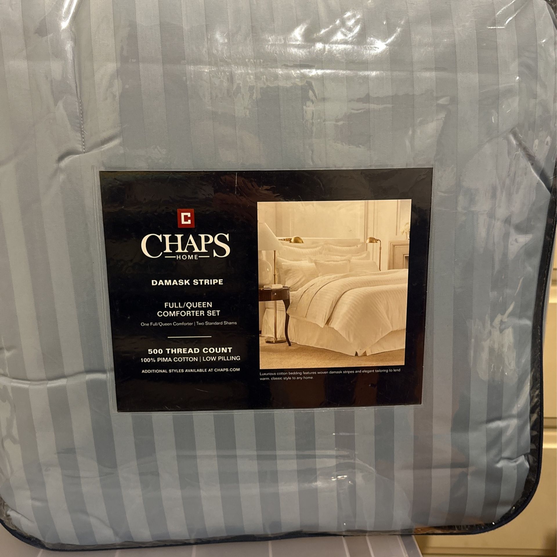 Chaps Damask Stripe Full/queen Comforter Set—NEW