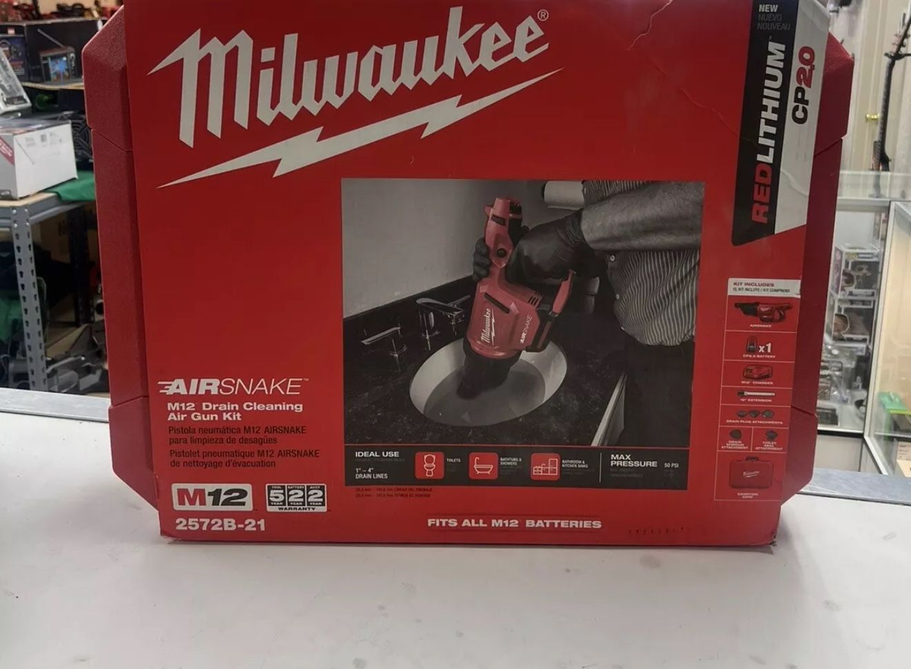 Milwaukee 2572B-21 M12 AIRSNAKE Drain Cleaning Air Gun Kit