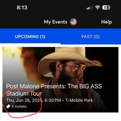 Post Malone Presents: The BIG ASS Stadium Tour 6/26 - 5 Tickets .