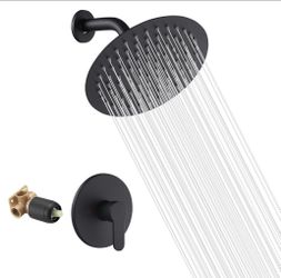 Matte Black Rain Shower Head System with Valve