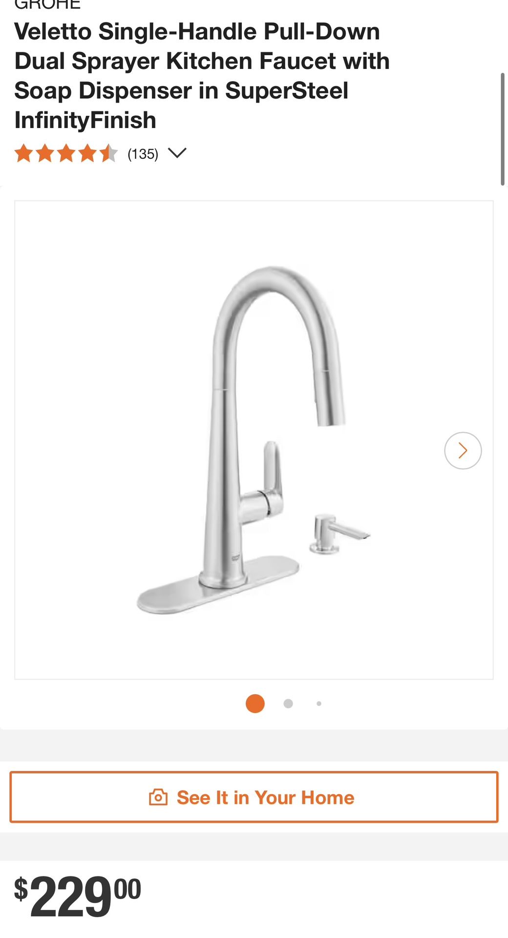 GROHE PULL DOWN KITCHEN FAUCET
