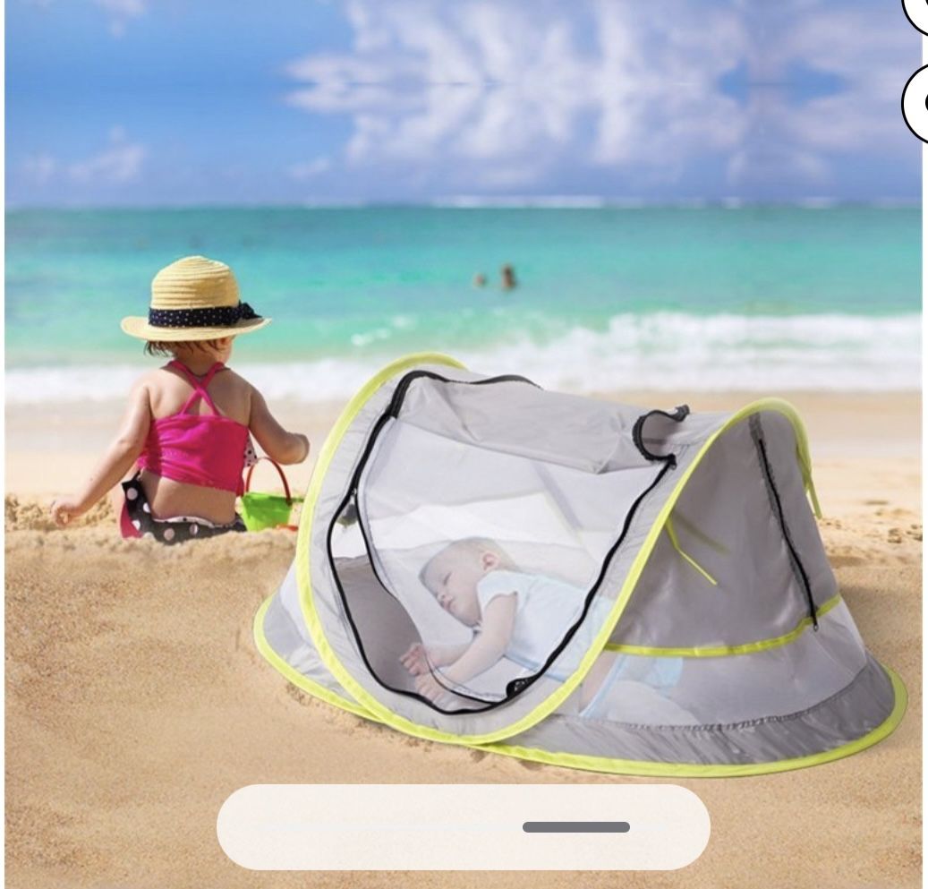 Portable Baby Beach Tent Pop Up Bed Lightweight Travel Crib Bed Outdoor Backpacking Tent - UPF 50+ Anti-UV - Sun Shelter for Infant SUMMER BEACH PARK