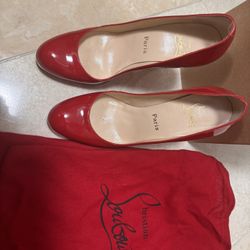 Louboutin Red Patent Leather Heels (Like New)