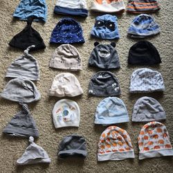 Infant Baby Boy Newborn Beanies Hats Caps Size 0-6 Months Bundle
