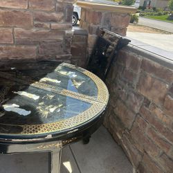 Black Mother Of Pearl Oriental Dining Room Table