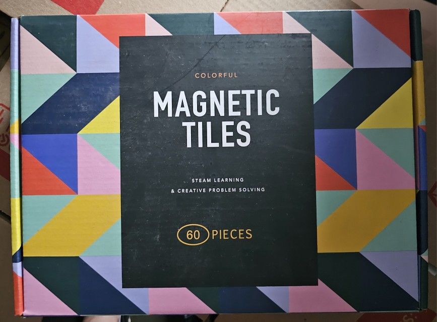 Colorful Magnetic Tiles Stem Learning & Problem Solving  60 Pieces (Brand New)
