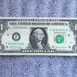 Fancy Binary Repeater Serial Number U.S. One $1 Dollar Bill 2017 A