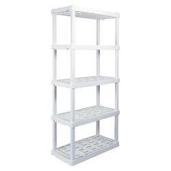 Hyper Tough 74" H x 18" D x 36" W 5 Shelf Plastic Garage Shelves, Storage Shelving, White 750 lbs Capacity
White - 14X