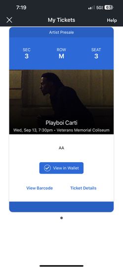 Playboi Carti Concert Ticket Portland 