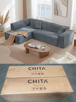 Brand New in box 112" Modular L-Shaped Sofa, Oversized Boneless Couch, No Assembly Required