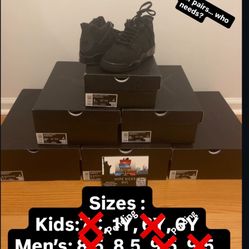 Jordan Retro 4s Black Cats Sz 8.5, 11.5, 12 