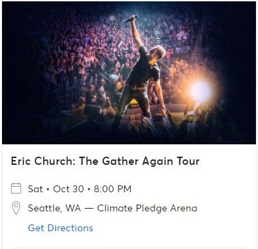 2 Eric Church Tickets - Seattle - Soul Pit