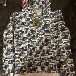 bape camo shark zipup