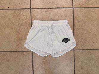 Alphalete Varsity Shorts 2” Inseam Womens Sz Small White Logo Gym Running