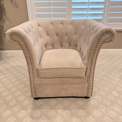 Beige Tufted Armchair