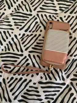 Striped Zipper Wallet iPhone Case