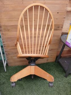 Windsor-style wooden swivel desk chair  