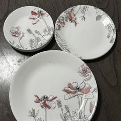 Corelle Signature Pink Poppy Print Dinnerware