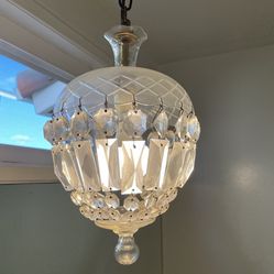 Vintage Sally Ann Crystal Chandelier Hanging Light 