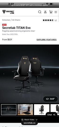 Secret Lab Gaming Chair Black Model Year 2025/2026