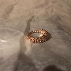 Rose Golden Plated Ring Simple Fashion 925 Sterling Silver Crown Princess Diamond Ring . Size-8