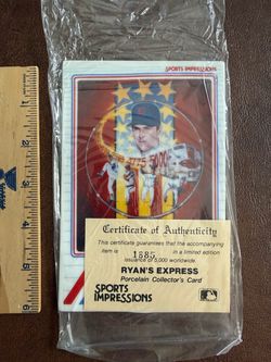 1990 NOLAN RYAN SPORTS IMPRESSIONS  PORCELAIN BASEBALL CARD RYAN EXPRESS #1885/5000