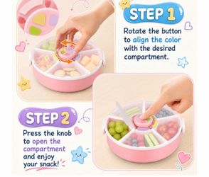Kids' Rotating Snack Container Set – 2-Pack, Includes 1 Rotating Snack Container & 1 Round Sectioned Snack Box, BPA-Free, Dishwasher Safe, Perfect for