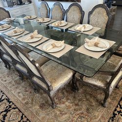 Custom Oversize Glass Dining Table & Chairs