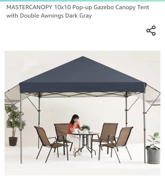 10x10 Popup Gazebo Canopy Tent with Double Awnings Dark Gray for Sale